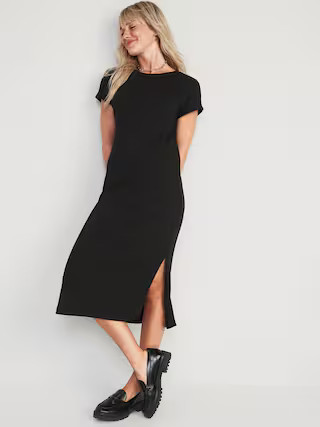 Rib-Knit Midi Shift Dress for Women | Old Navy (US)