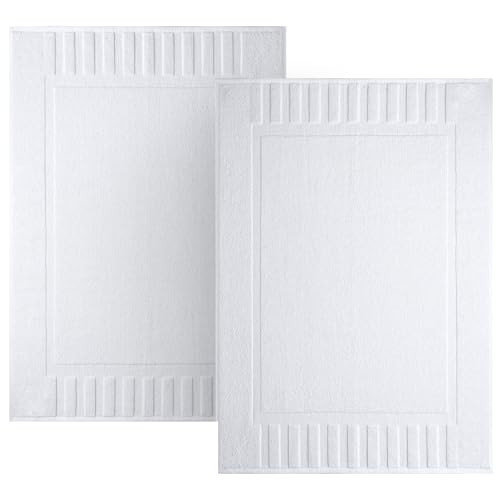 White Classic Luxury Bath Mat Floor Towel Set - Absorbent Cotton Hotel Spa Shower/Bathtub Mats [Not a Bathroom Rug] 22"x34" | 2 Pack | White | Amazon (US)