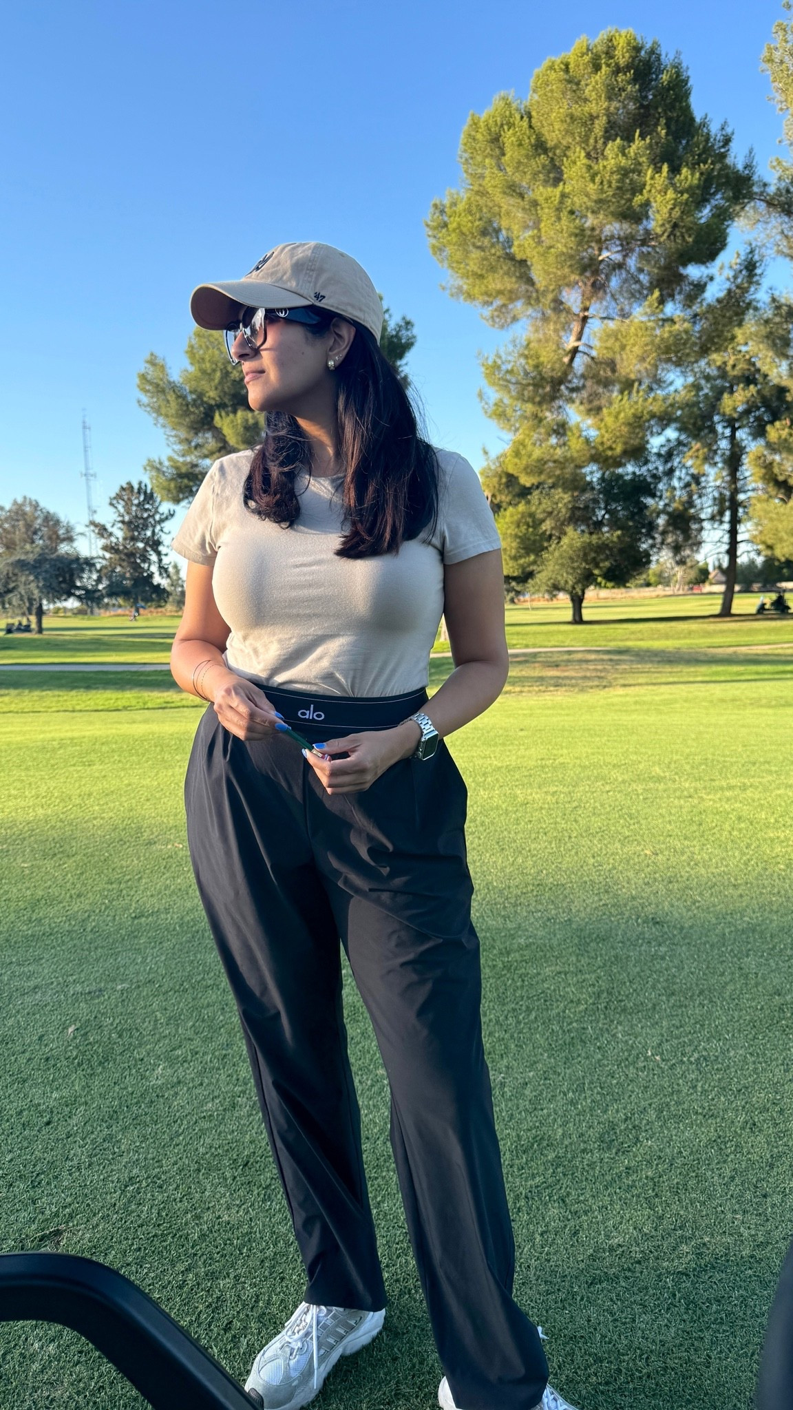 Summer outfit of the day watching the kids play golf and running errands in one of my favorite looks. These pants are great for working from home, sports practices and travel. I get so much use out of them. 
Pant size long large
Top size medium

 @Alo Yoga #golf #casualoutfit #workfromhome #aloyoga #midsize #size10 #summeroutfit

#LTKootd #LTKTravel #LTKdayinmylife