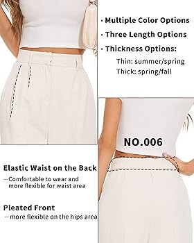 FUNYYZO Women's Wide Leg Pants High Elastic Waisted in The Back Business Work Trousers Long Strai... | Amazon (US)