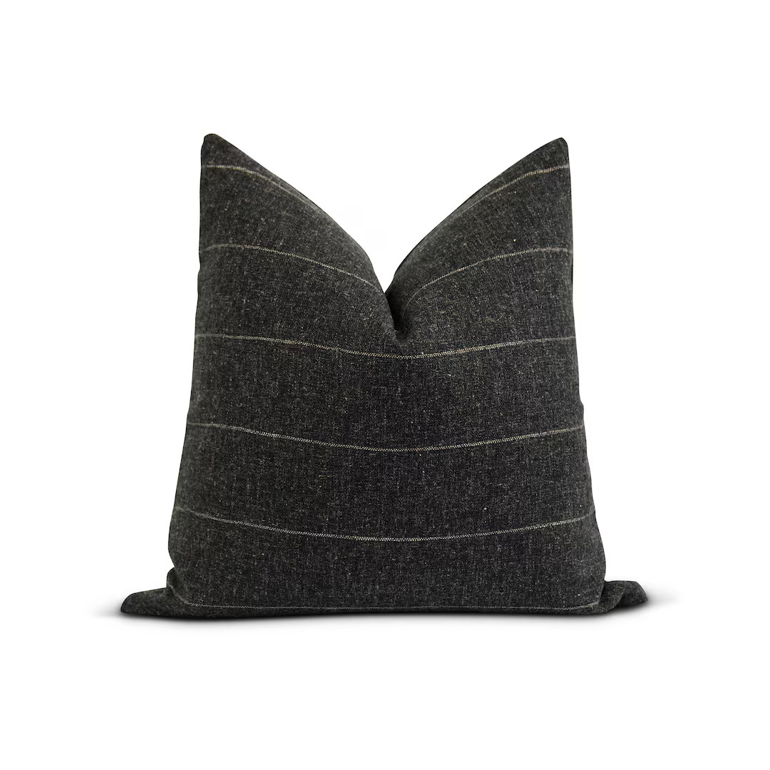 18 20 22 Charcoal Striped Pillow Cover Dark Gray and Tan - Etsy | Etsy (US)