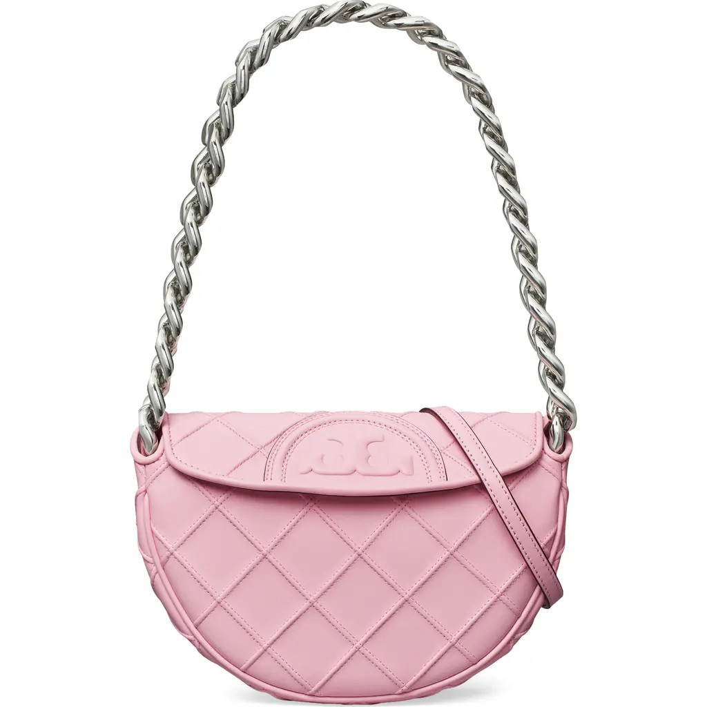 Tory Burch Mini Fleming Soft Crescent Shoulder Bag in Pink at Nordstrom | Nordstrom