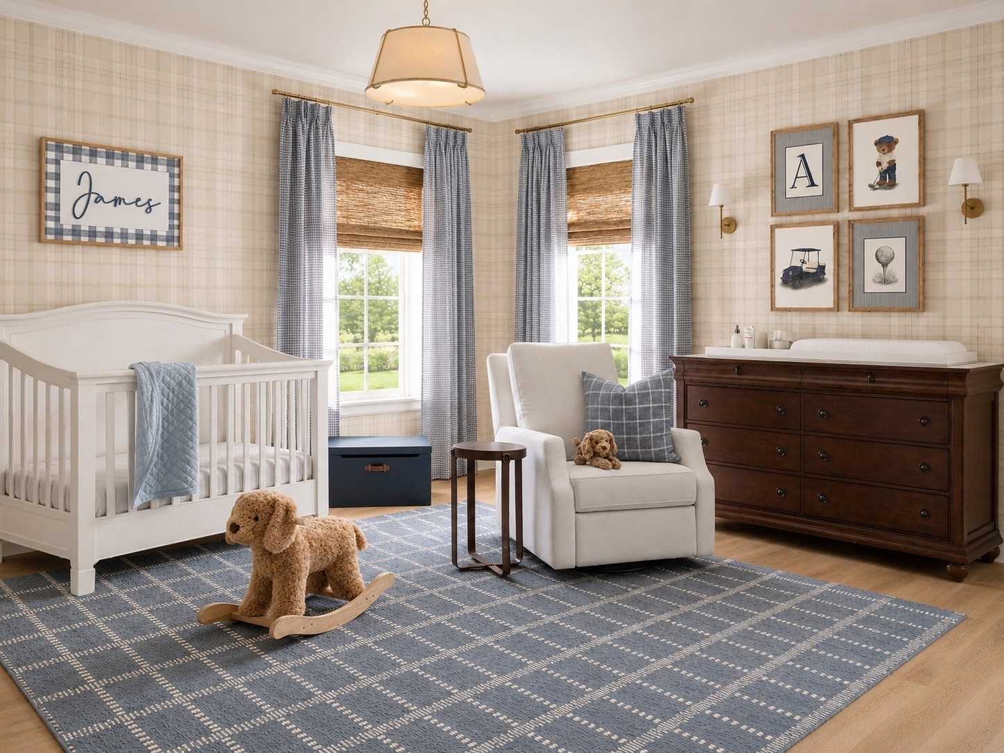 A classic boys nursery with prints and patterns 

#nursery #boys #rug #wallpaper

#LTKHome #LTKKids #LTKBaby