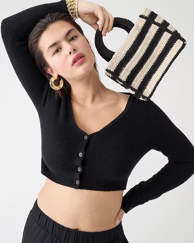 Hand-crocheted rectangle bag in stripe | J. Crew US