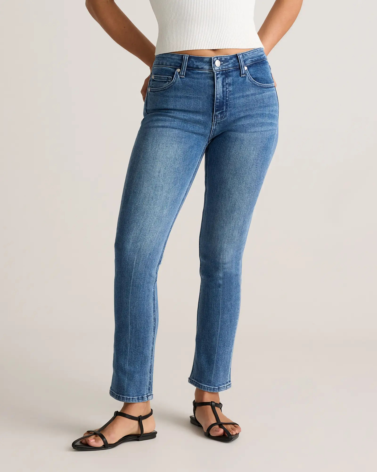 Luna Stretch Slim Straight Jeans in Seaside Blue | Quince