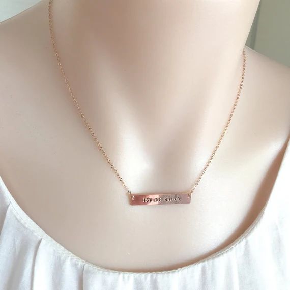 Rose Gold Bible Verse Necklace, Sterling Silver Bar, Gold Filled Bar, Personalized, First Communion, | Etsy (US)