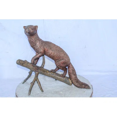 Nifao Collection Bronze Statue of a Mongoose Climbing a Tree Branch 24" x 12" x 20"H | Wayfair North America