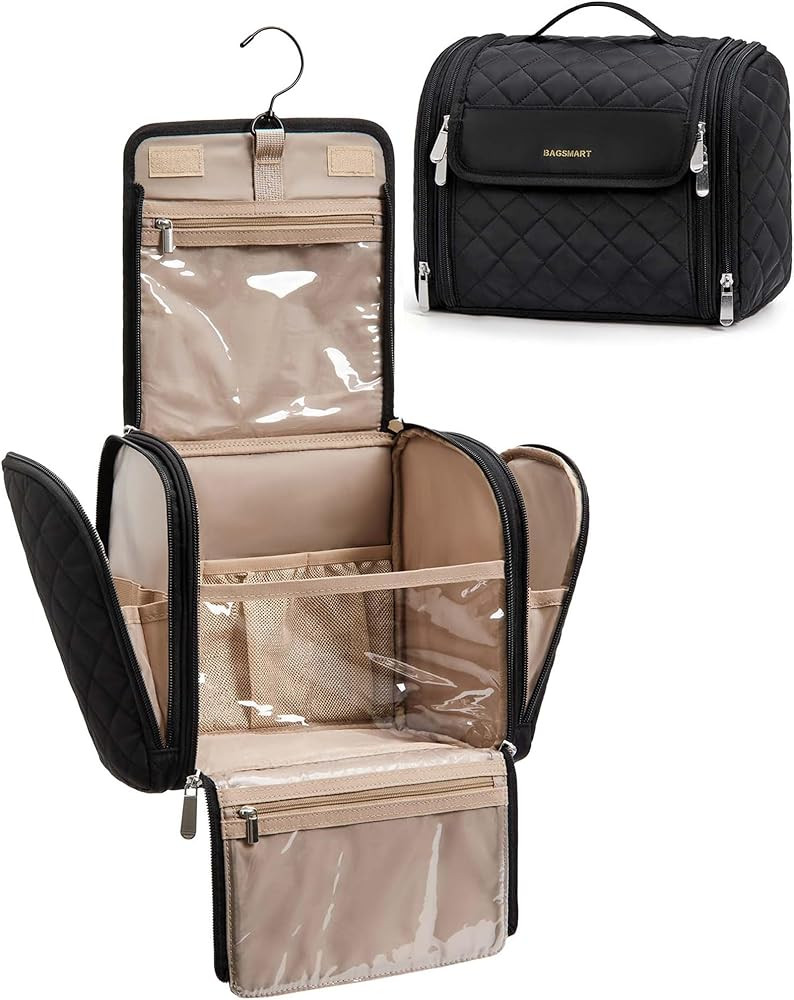 BAGSMART Makeup Bag for Women with Hanging Hook - Portable Cosmetic Case, Large Capacity Door Roo... | Amazon (US)