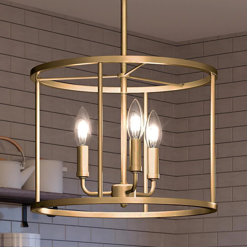 UQL3793 Modern Farmhouse Chandelier 18''H x 14''W, Olde Brass Finish, Bideford Collection | Urban Ambiance, Inc.