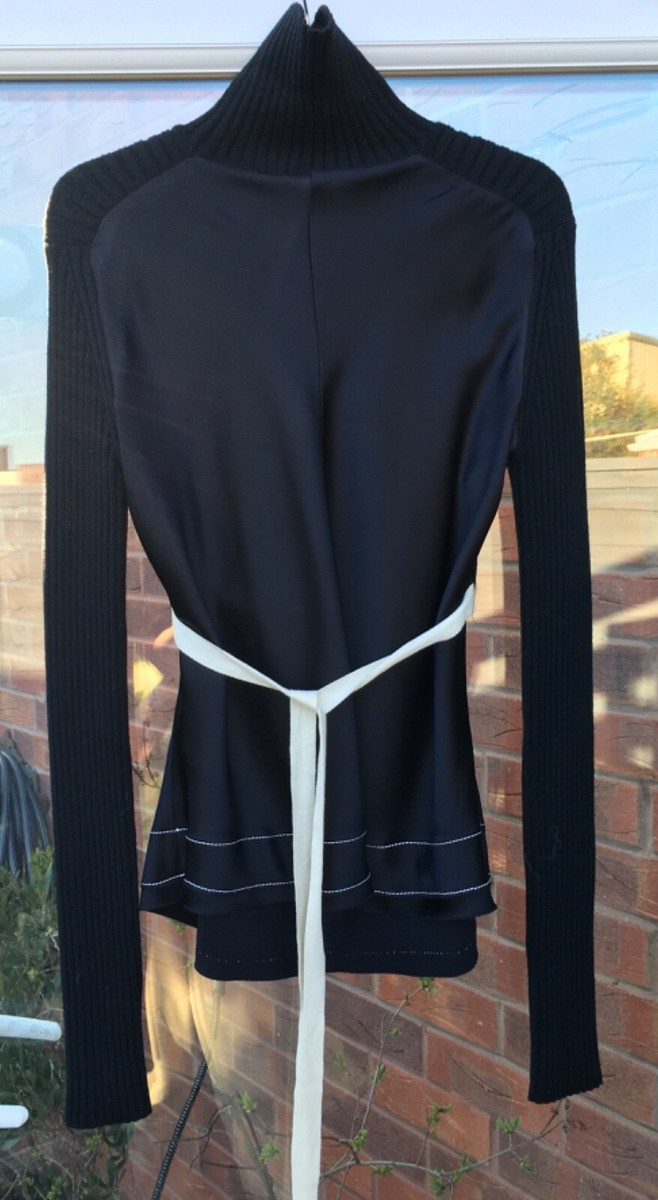 BNWOT ZARA STUDIO BLUE 100% WOOL KNIT AND SATIN FABRIC JUMPER SIZE M - L  | eBay UK | eBay UK