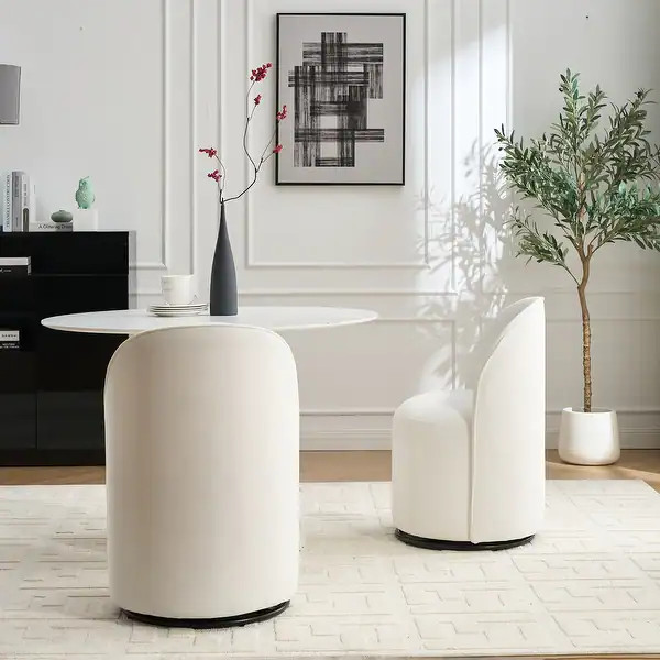 Upholstered Kitchen & Dining Room Barrel Chair, 360 Degree Swivel Comfy Armless Accent Makeup Van... | Bed Bath & Beyond