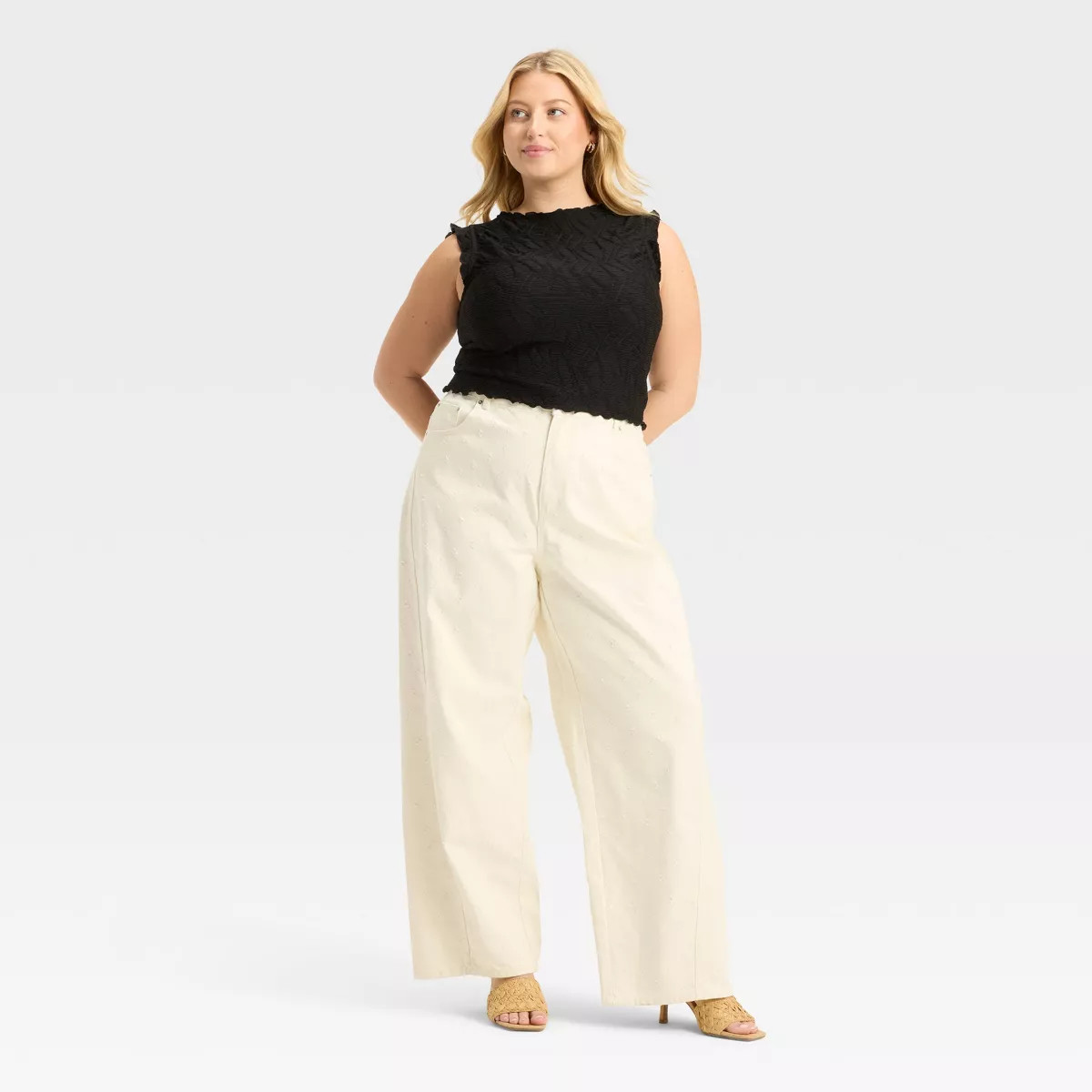 Women's Mid-Rise Relaxed Fit Wide Leg Distressed Jeans - Future Collective White | Target