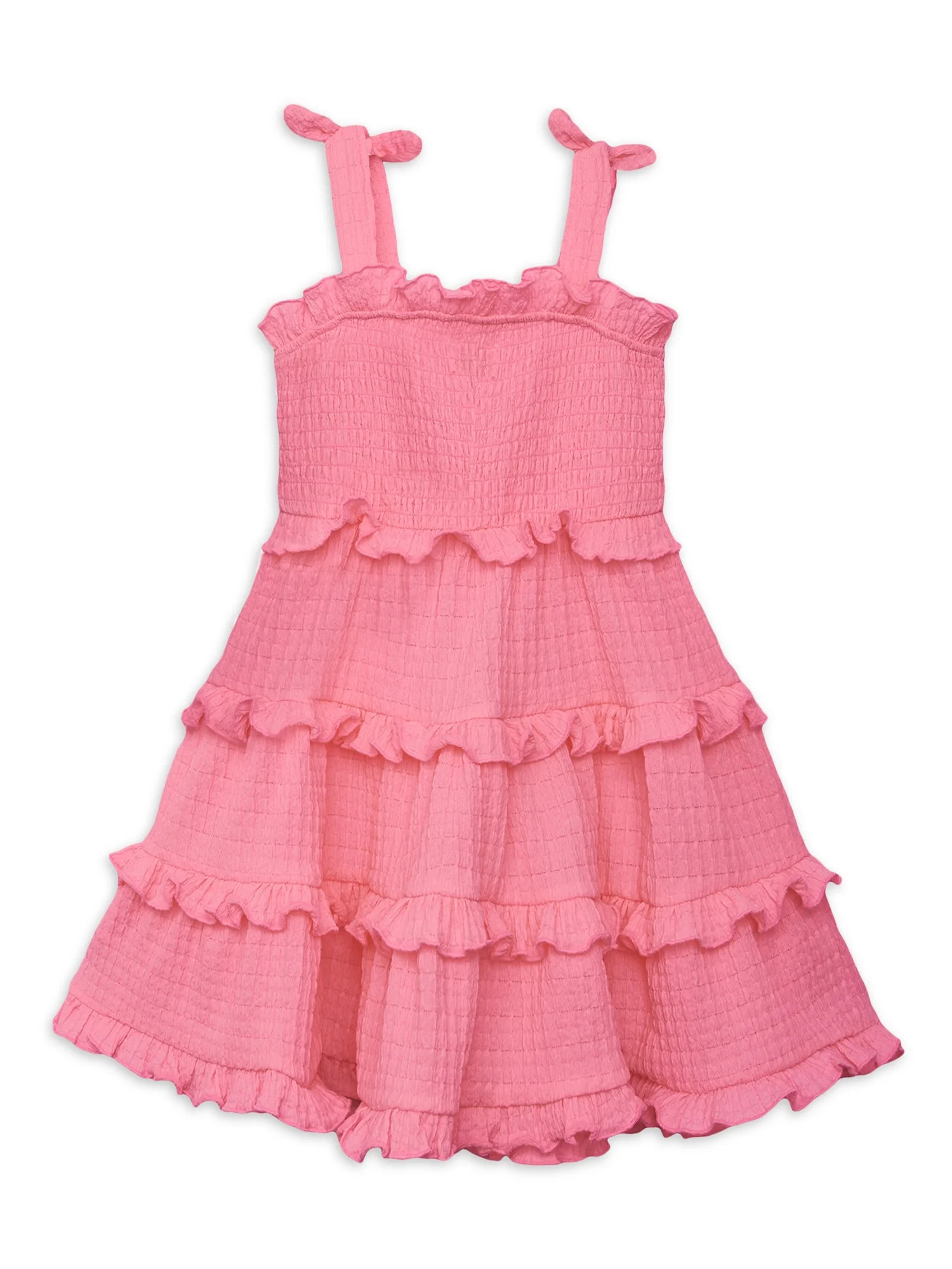 Planet Gold Girls Summer Sleeveless Tiered Dress with Tie Straps, Sizes 4-18 | Walmart (US)