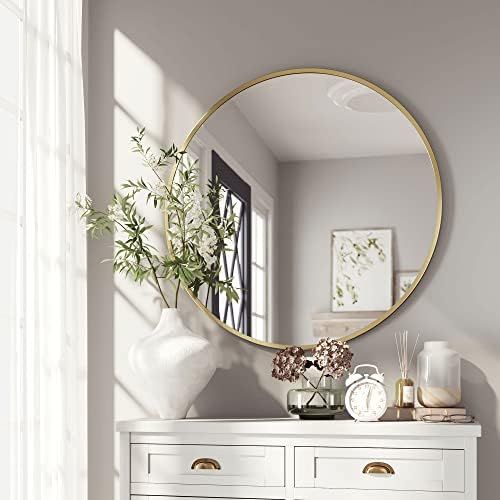 Barnyard Designs 30 inch Gold Round Mirror, Modern Bathroom Mirrors for Wall, Farmhouse Mirror, Meta | Amazon (US)
