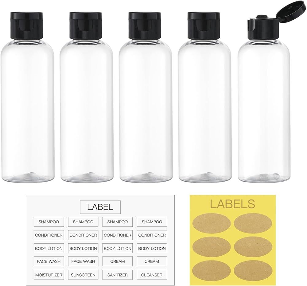 LISAPACK 3.4 oz Travel Bottles for Toiletries, 5pcs Travel Containers for Shampoo Tsa Approved, P... | Amazon (US)