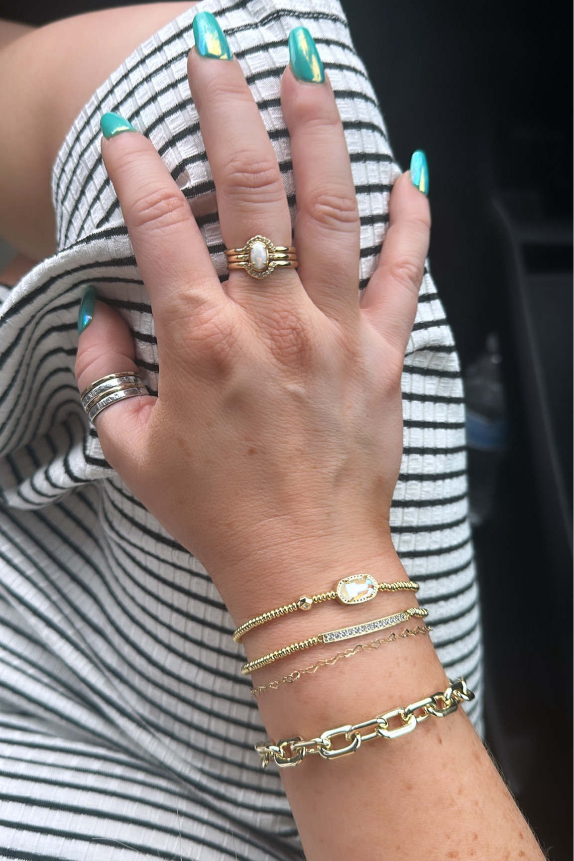 Kendra Scott has a sale on all necklaces and bracelets! These are the three I got! Basic gold staple bracelets that will go with anything and can be worn daily! My Kendra ring isn’t sold anymore! But the Dress is from Lulu’s ! True to size! 

Kendra Scott jewelry, bracelets, gold, black and whit dress, causal dress, day dress, 

#LTKSaleAlert #LTKFindsUnder50 #LTKGiftGuide