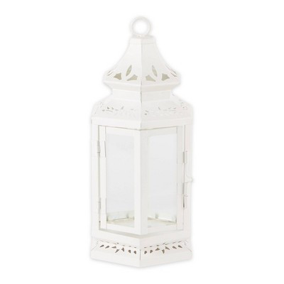 10.5" Iron Victorian Outdoor Lantern Off-White - Zingz & Thingz: Metal Construction, Candle Spike, Tabletop Design | Target