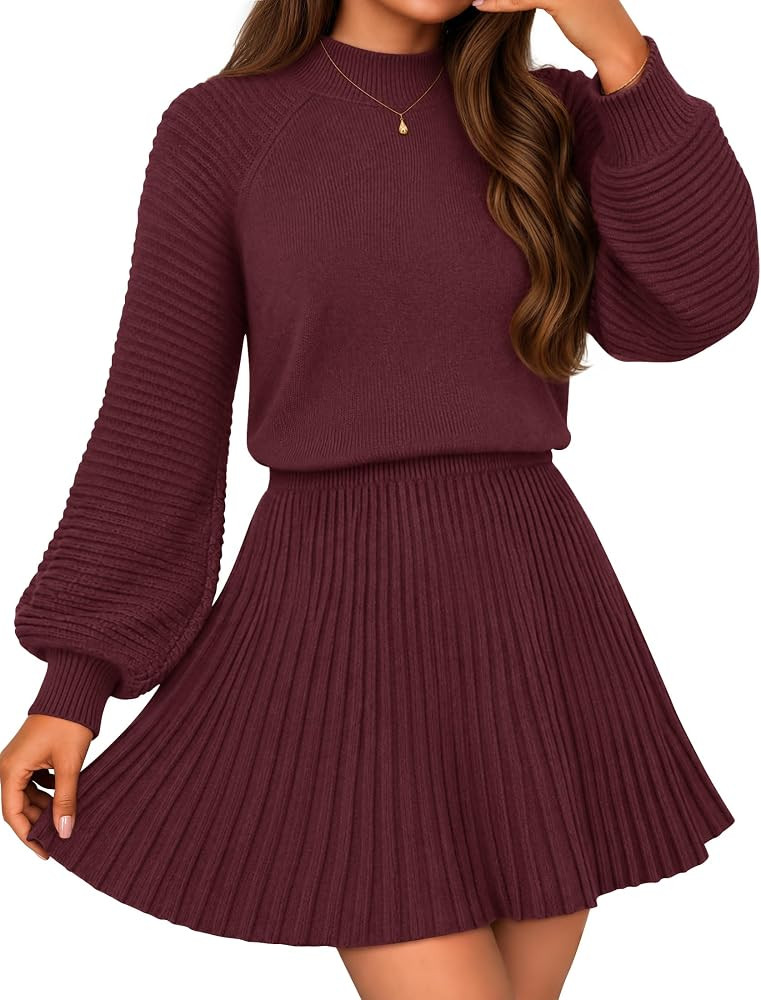 MEROKEETY Womens Fall Dress 2 Piece Outfits Mini Skirt Set Sweater Dresses | Amazon (US)
