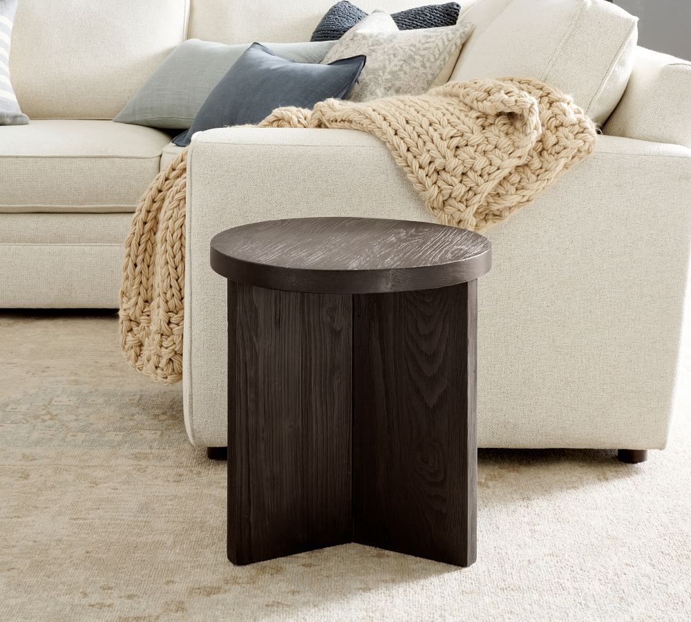 Folsom 19" Round End Table, Charcoal | Pottery Barn (US)