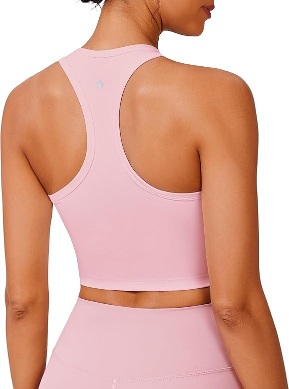 PINSPARK Sports Bra Longline Racerback Tank Tops for Women Padded Workout Yoga Top | Amazon (US)