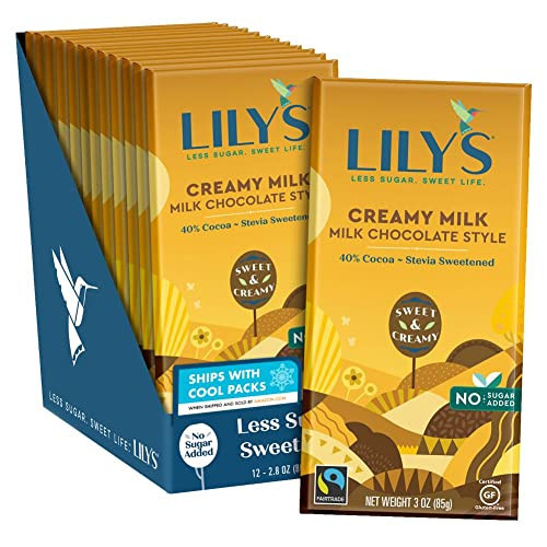 LILY'S Milk Chocolate Style No Sugar Added, Sweets Bars, 3 oz (12 Count) | Amazon (US)