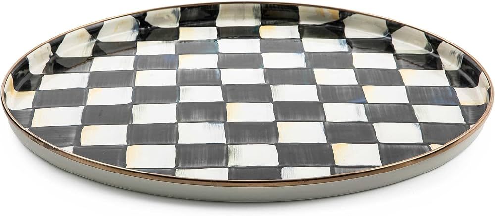 MACKENZIE-CHILDS Enamel Round Tray, Unique Cute Serving Platter for Food and Drinks, Black-and-Wh... | Amazon (US)