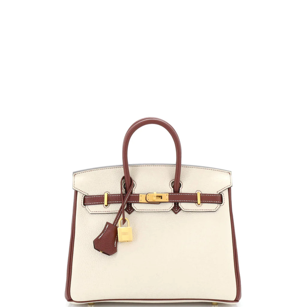 Birkin Handbag Bicolor Clemence with Brushed Gold Hardware 25 | Rebag