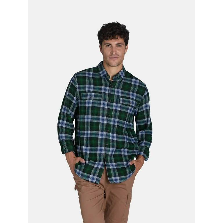 George Men's and Big Men's Flannel Shirt with Long Sleeves, Sizes XS-3XLT - Walmart.com | Walmart (US)