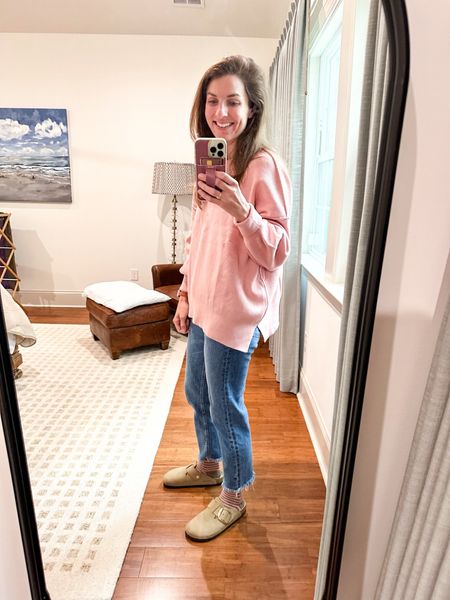 Amazon sweater that comes in so many colors + a checkered print, this has some skinny sleeves around the bottom of the arm that can be rolled up and a nice chunky neckline. So roomy and so so comfortable. Plus the denim and similar shoes linked below🤍

#LTKstyletip #LTKGiftGuide