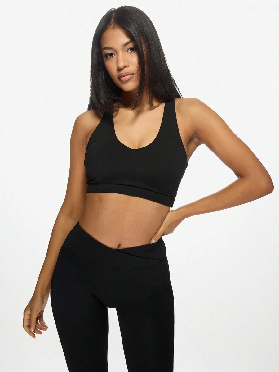 MISSGUIDED Compression Sports Bra High Impact Workout Athletic Bra Moisture Wicking Cross Back Yo... | SHEIN