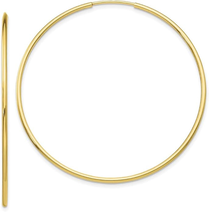 10k Yellow Gold Endless Tube Hoop Earrings Ear Hoops Set Round Fine Jewelry For Women Gifts For H... | Amazon (US)