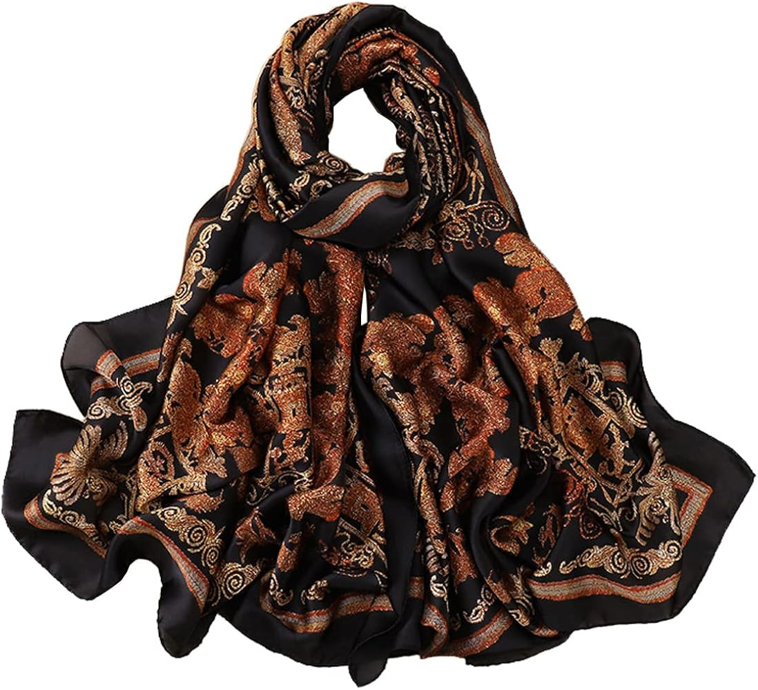 Fashion Scarves Scarf 100% Silk Feeling Scarf Silk Like Scarves Long Lightweight Sunscreen Shawls... | Amazon (US)