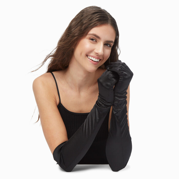 Black Satin Long Gloves | Claire's (US)