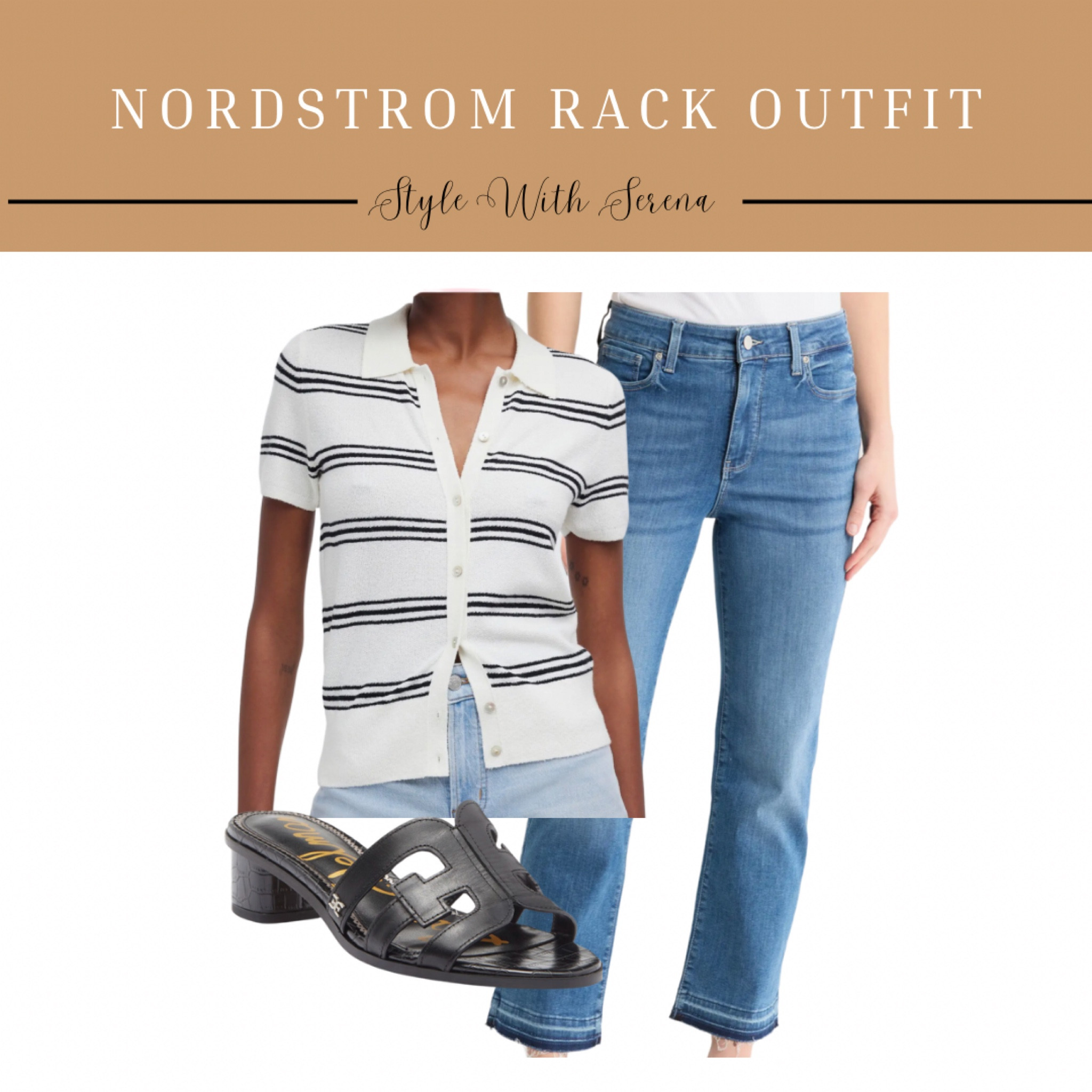 Nordstrom rack outfit, spring outfit, jeans, denim, striped top, heels, looks for less 

#LTKStyleTip #LTKFindsUnder100 #LTKSaleAlert