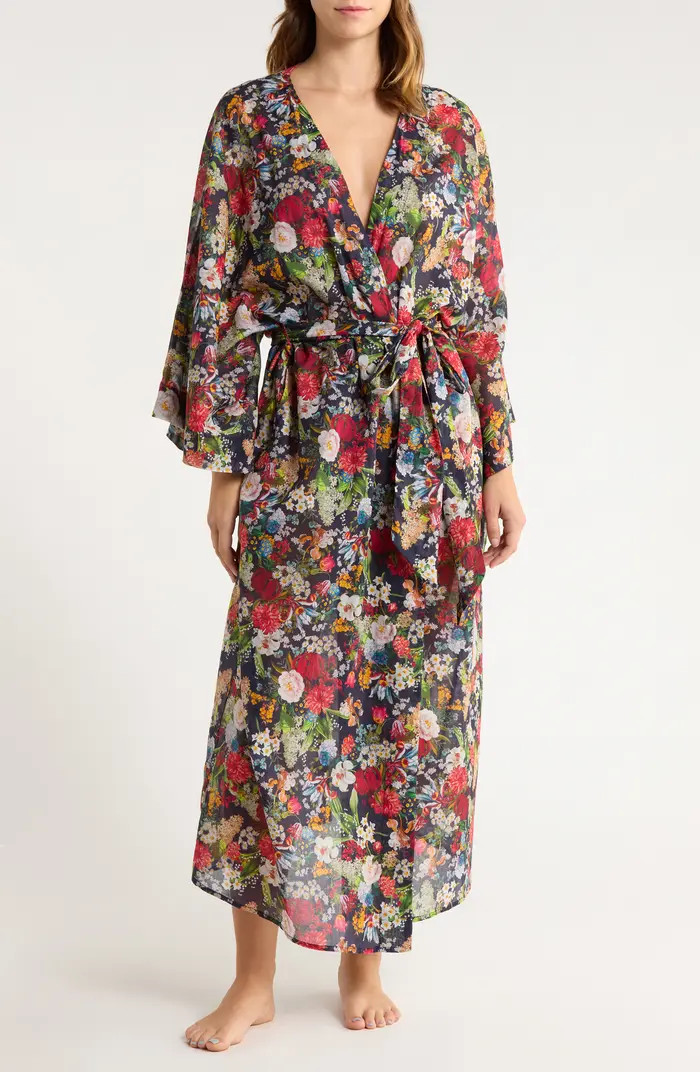 Holly Floral Cotton Voile Maxi Robe | Nordstrom