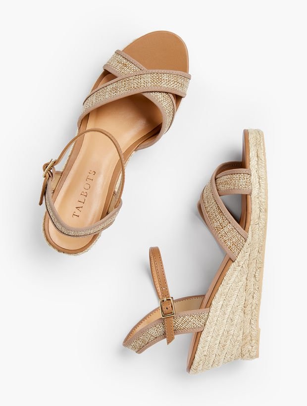 Lyndsay Crossover Espadrille Wedges - Khaki | Talbots