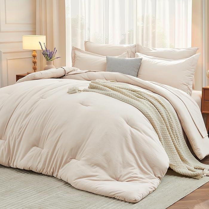 7 Pieces Queen Comforter Set, Soft Bed in a Bag Queen Size, All Season Bedding Set with Comforter... | Amazon (US)