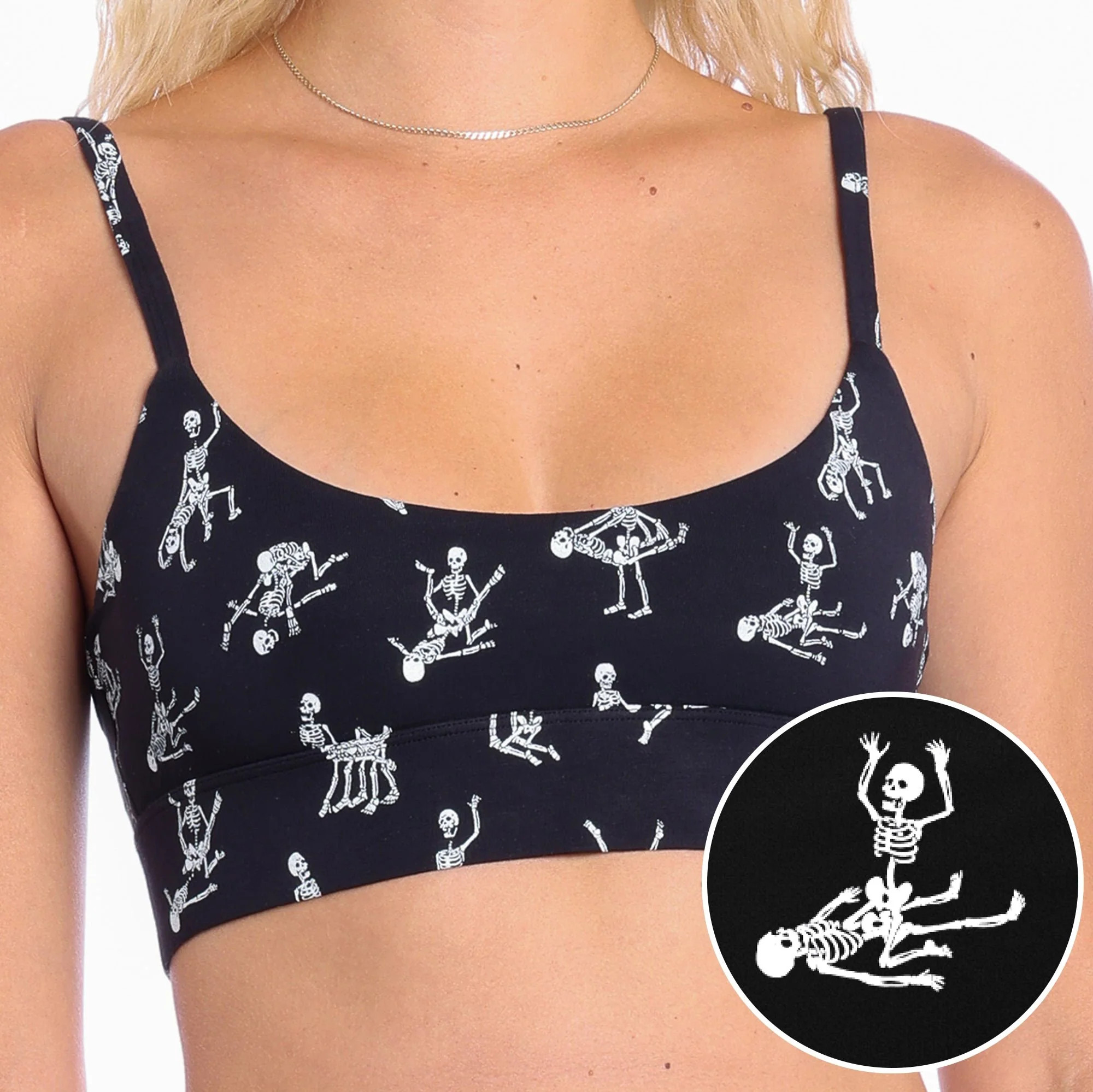 Glow in the Dark Skeletons Bralette | Shinesty