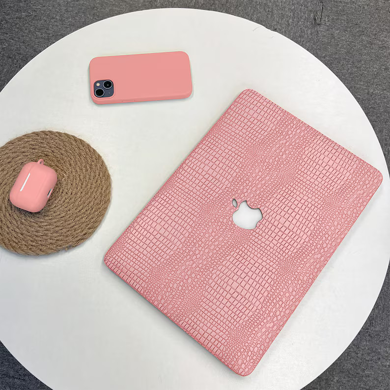 Pink Crocodile Print Hard Cover MacBook Case, Neutral Laptop Case, Unique Protect Cover for MacBo... | Etsy (US)