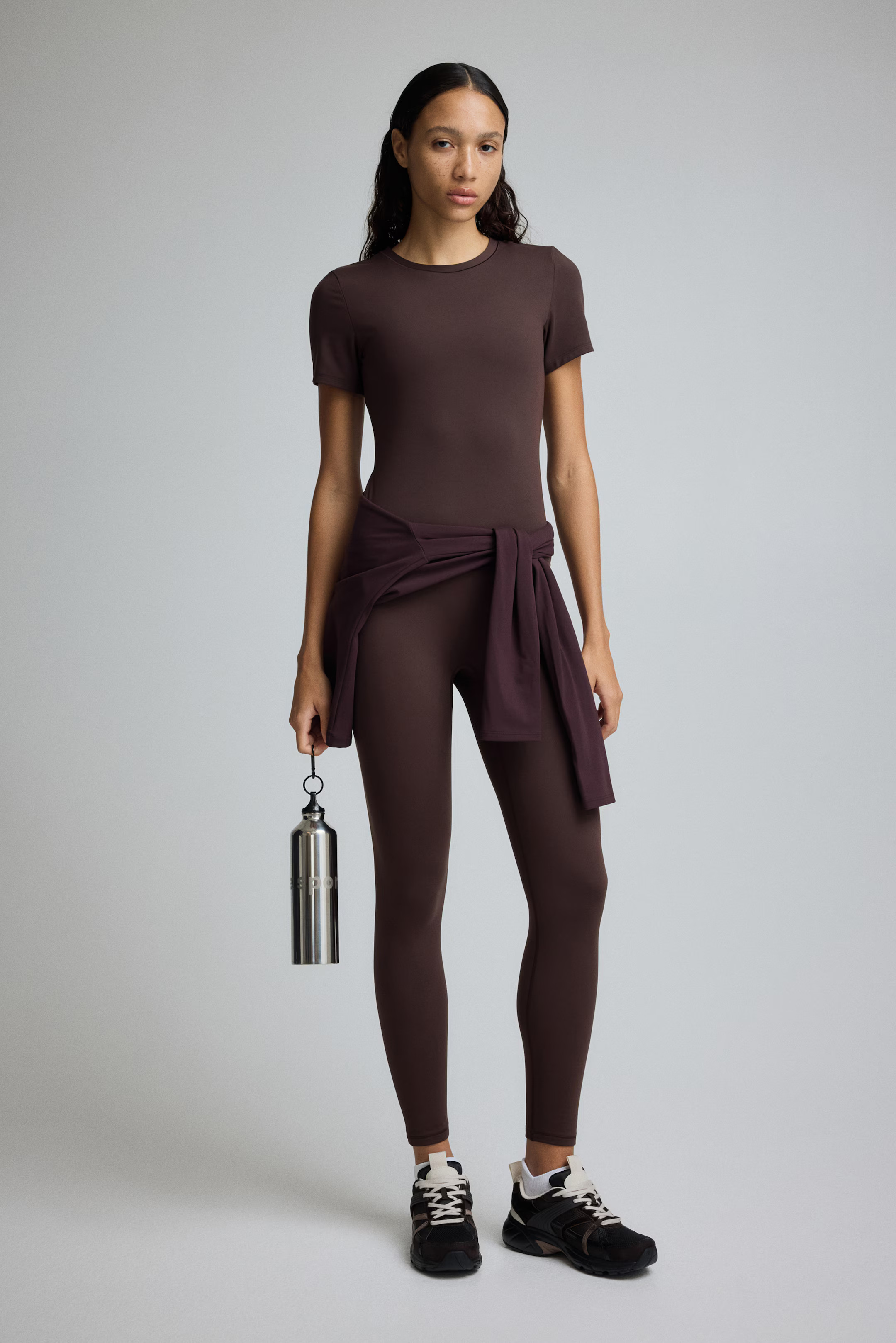 Sports T-shirt with SoftMove™ - Brown - Ladies | H&M GB | H&M (UK, MY, IN, SG, PH, TW, HK)