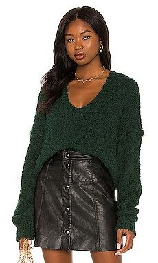 Free People Theo V Neck Sweater in Deepest Spruce from Revolve.com | Revolve Clothing (Global)