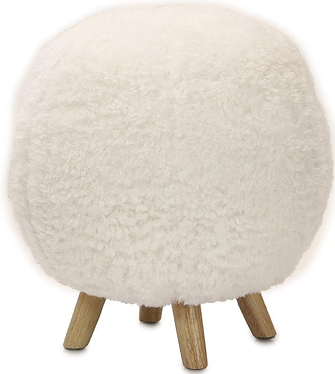 Critter Sitters 19-in. Seat Height Plush White Pouf Ottoman with 4 Spindle Legs - Furniture for N... | Amazon (US)