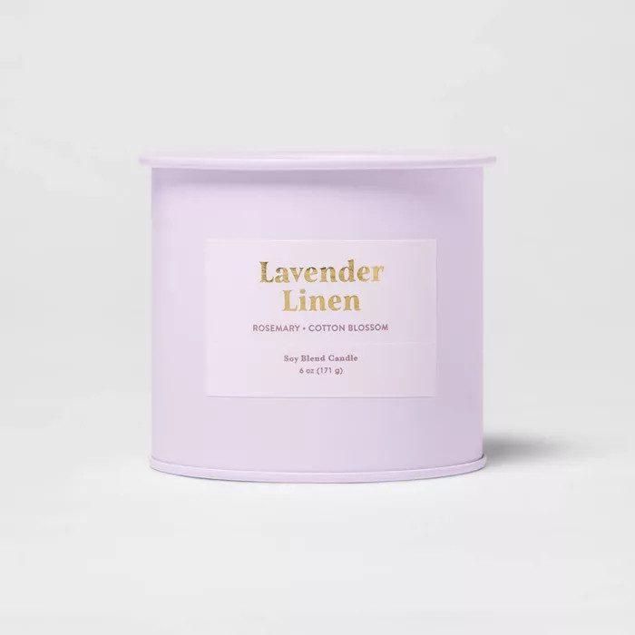 6oz Tin Jar Lavender Linen Candle - Threshold™ | Target