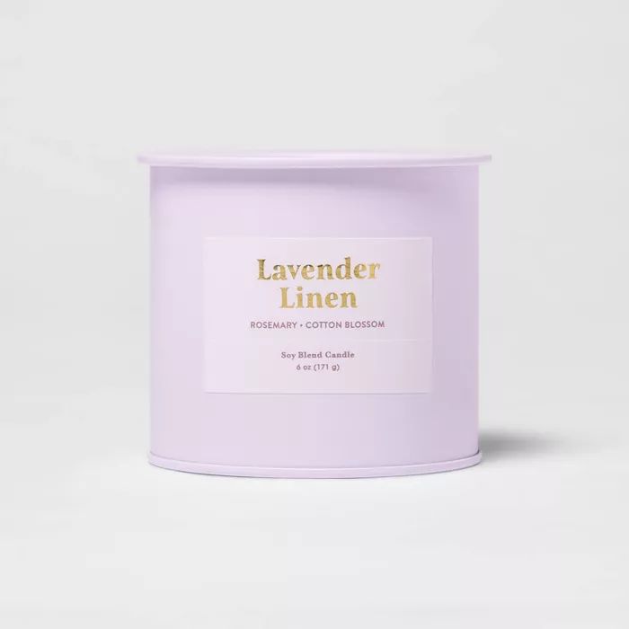6oz Tin Jar Lavender Linen Candle - Threshold™ | Target