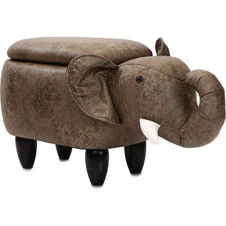 CJLCJL Brown 15 Seat Height Animal Elephant-Faux Leather Look-Durable Legs-Storage for Nursery Bedro | Walmart (US)