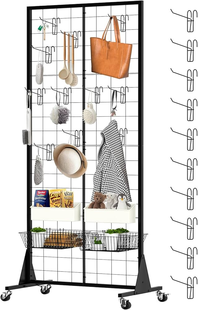 2'x5.5' Ft Gridwall Panel Display Stands Heavy Duty Floor Standing Retail Display Rack with Trian... | Amazon (US)