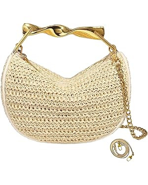 JYG Handmade Straw Crossbody Bags for Women Mini Summer Satchel Purse Fashion Woven Shoulder Hand... | Amazon (US)