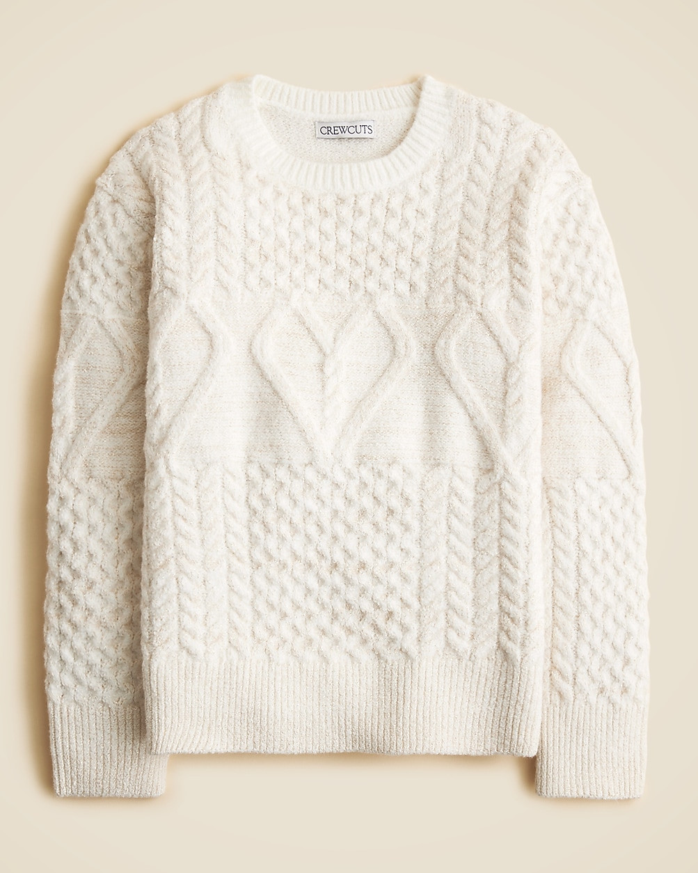 Girls' heart cable-knit sweater with Lurex® metallic threads | J. Crew US