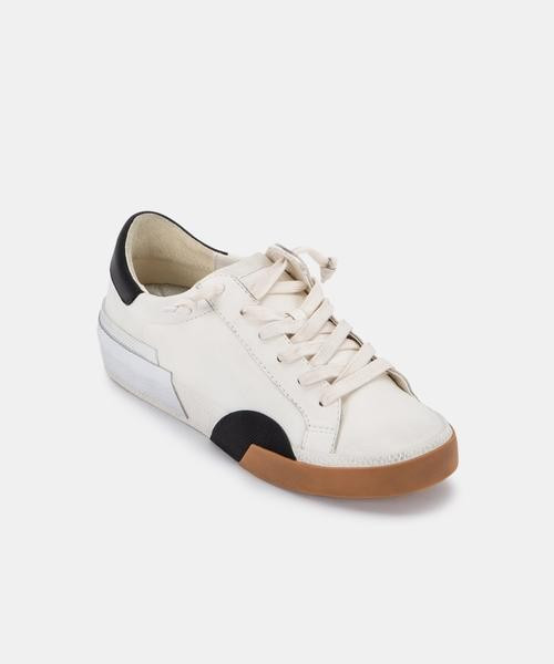 ZINA SNEAKERS IN WHITE BLACK LEATHER | DolceVita.com