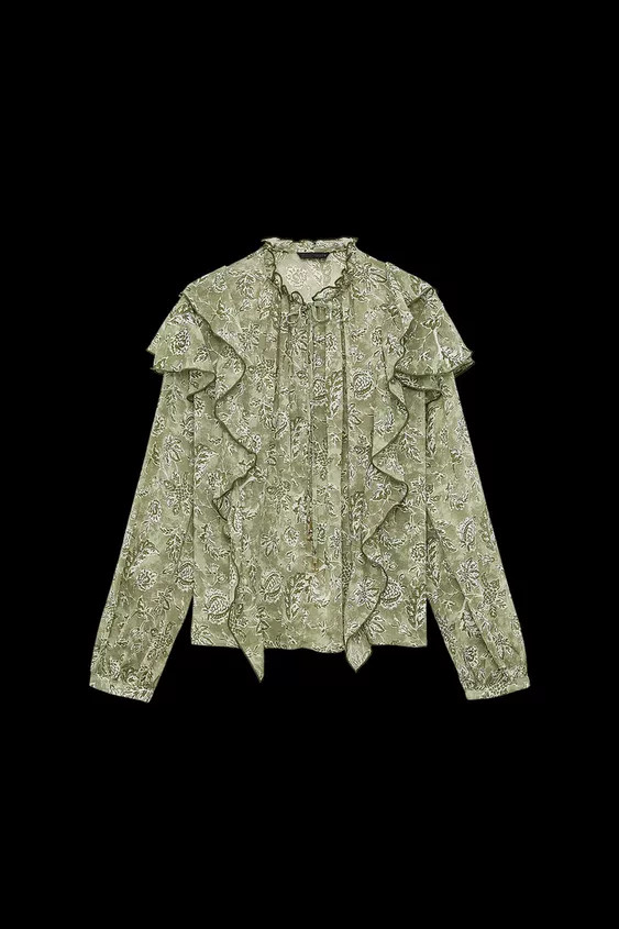 RUFFLED PRINT BLOUSE | Zara US